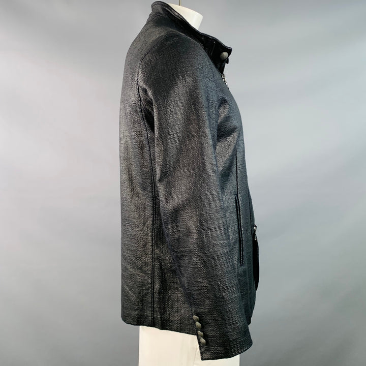 JOHN VARVATOS STAR USA Size L Black Cotton Zip Buttons Jacket