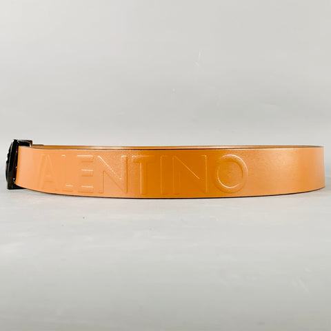 VALENTINO by MARIO VALENTINO Size 36 Brown Gunmetal Monogram Leather Belt