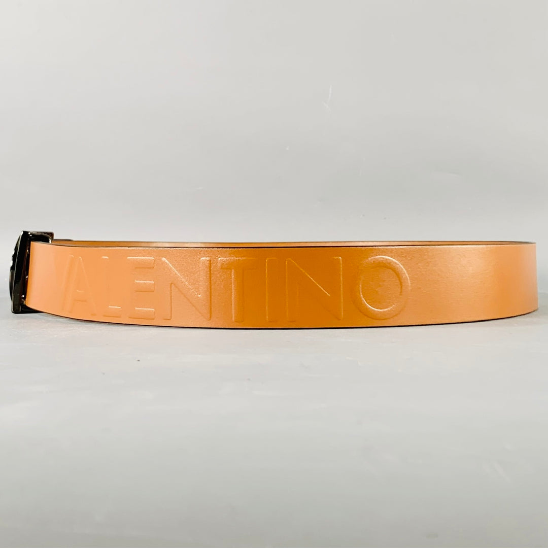 MARIO VALENTINO Size 36 Brown Gunmetal Monogram Leather Belt