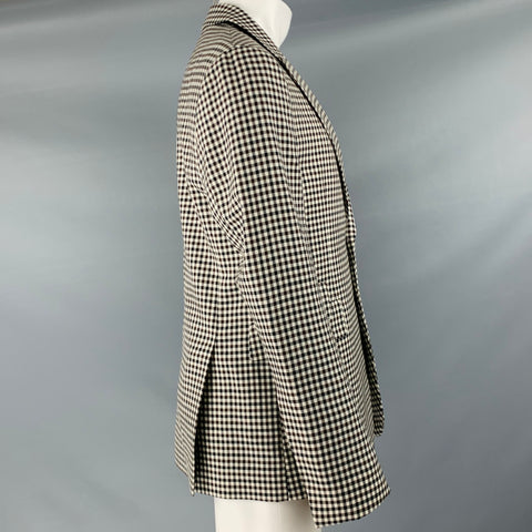 PAUL SMITH Size 40 White Black Brown Checkered Wool Sport Coat