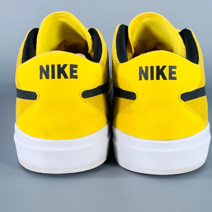 NIKE Size 10 SB Bruin Hyperfeel Yellow Black Suede Lace-Up Low Top Sneakers