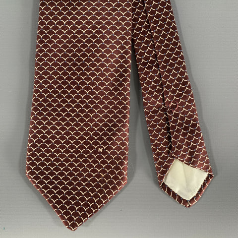 NINA RICCI Brown Tan Geometric Silk Tie