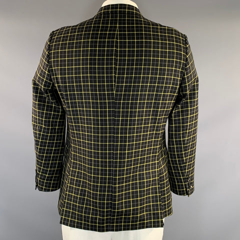 PAUL SMITH Chest Size 40 Black Yellow Plaid Wool Notch Lapel Sport Coat