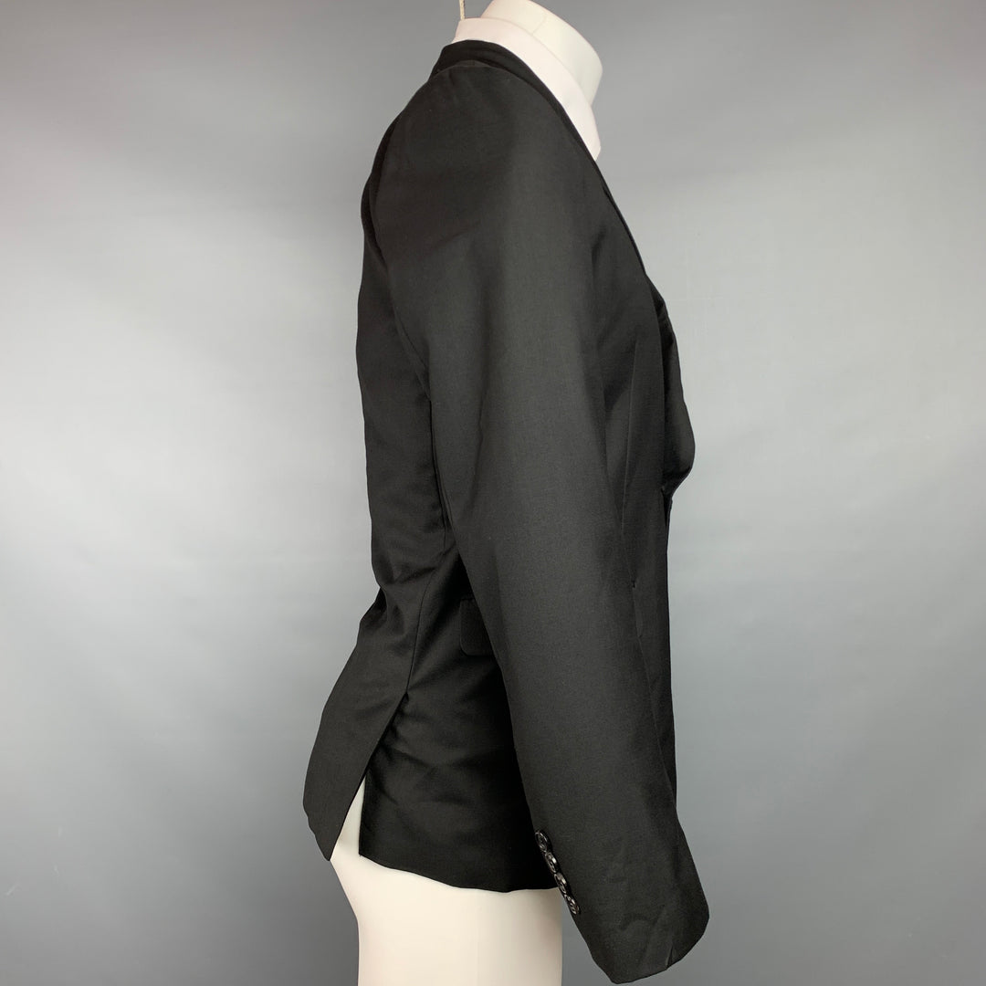 KRIS VAN ASSCHE Size 38 Black Wool Peak Lapel Sport Coat