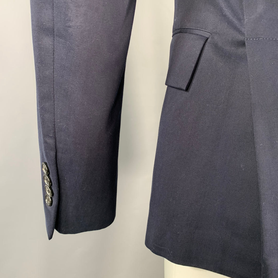 TODD SNYDER Size 38 Navy Black Cotton Peak Lapel Sport Coat