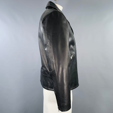 BLDWN Size L Black Leather Motorcycle Jacket