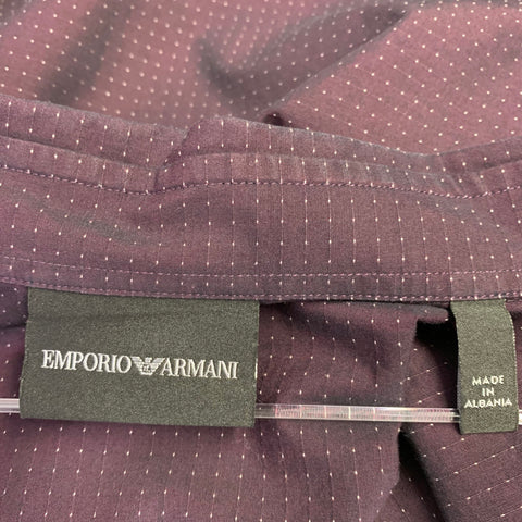EMPORIO ARMANI Size XXL Burgundy White Dots Long Sleeve Shirt