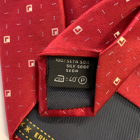 ERMENEGILDO ZEGNA One Size Red Cream Silk Tie