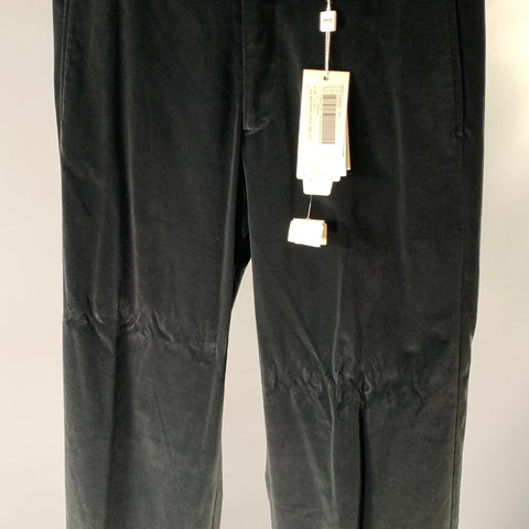 ARMANI COLLEZIONI Size 32 Black Velvet Cotton Blend Straight Leg Dress Pants