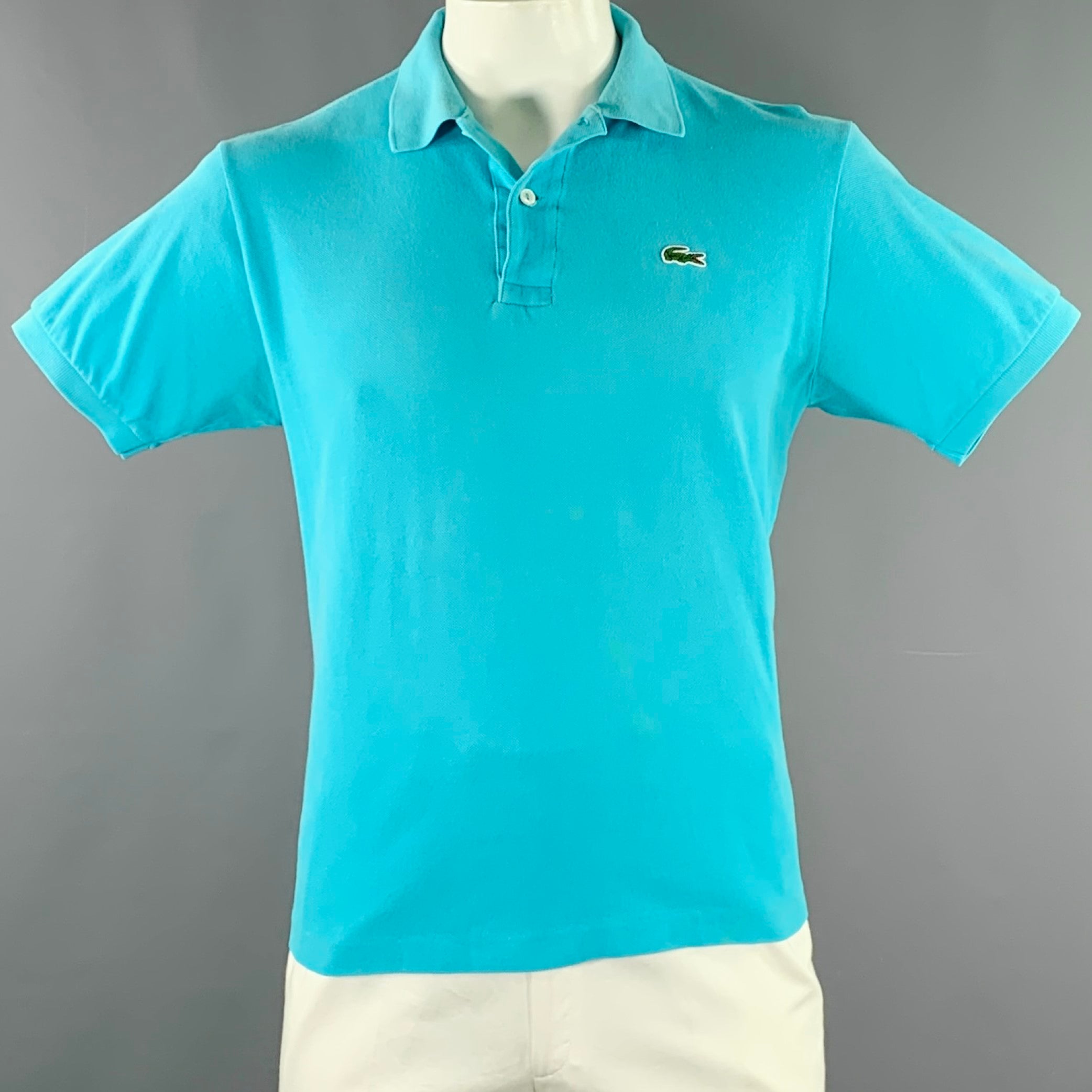 LACOSTE Size L Blue Aqua Cotton Logo Patch Polo Sui Generis Designer Consignment