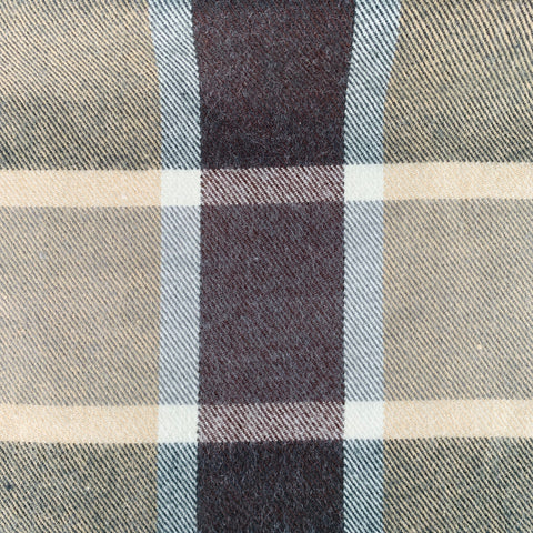 Écharpe à franges en cachemire à carreaux marron-beige VINTAGE
