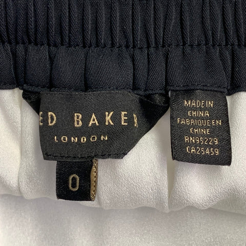 TED BAKER Size 0 White Multi Color Polyester Floral Wide Leg Dress Pants
