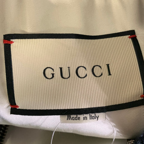 GUCCI Size 36 Blue Metallic Stripe Leather Bomber Jacket