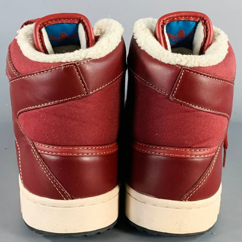ADIDAS Winter 2012 Size 12 Decades OG Burgundy Off White Leather High Top Sneakers