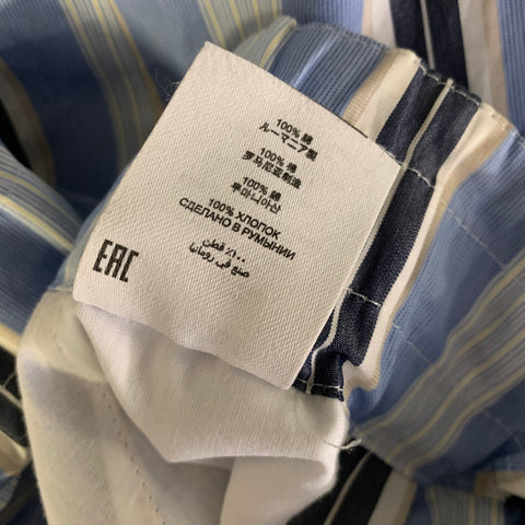 DRIES VAN NOTEN Size L Blue White Stripe Cotton Elastic Waistband Casual Pants