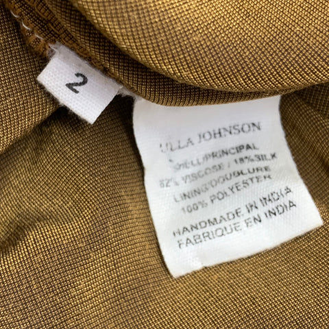 ULLA JOHNSON Size 2 Bunny Yellow Mustard Velvet Ruffle Midi Dress
