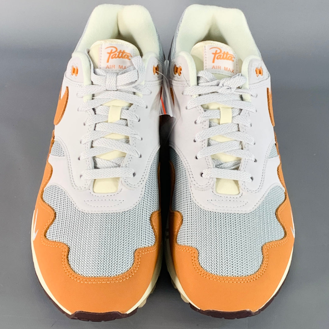 NIKE PATTA AIR MAX x PATTA Size 13 Monarch White Orange Leather Suede Chunky Sole Sneakers