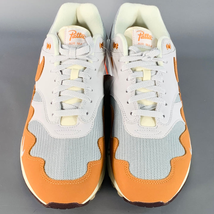 NIKE PATTA AIR MAX x PATTA Size 13 Monarch White Orange Leather Suede Chunky Sole Sneakers