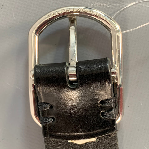 RALPH LAUREN Size 34 Black Silver Leather Belt