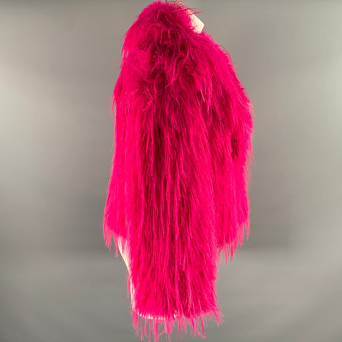 JAYLEY COLLECTION Size M Pink Fuchsia Modacrylic Faux Fur Cropped Coat