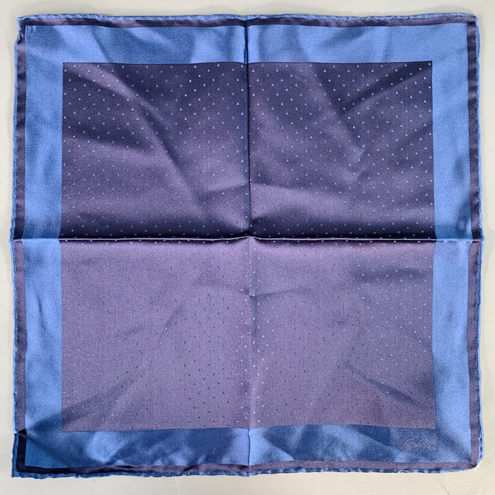 BRIONI Navy Blue Dots Silk Pocket Square
