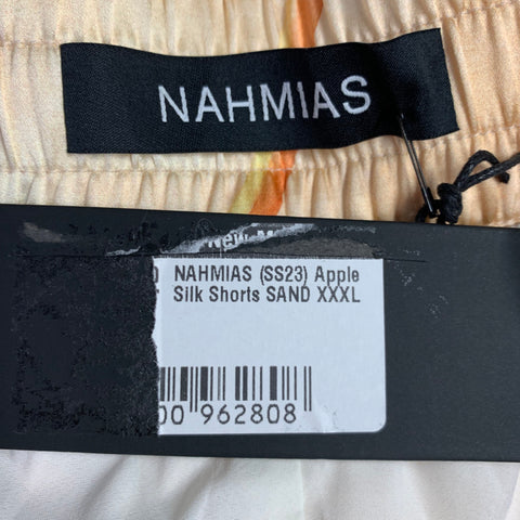 Short en soie mélangée à cordon de serrage imprimé NAHMIAS SS23 Taille XXXL Apple Beige Rouge