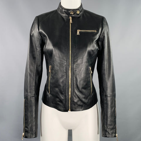 RALPH LAUREN Size XS Black Lambskin Leather Biker Jacket