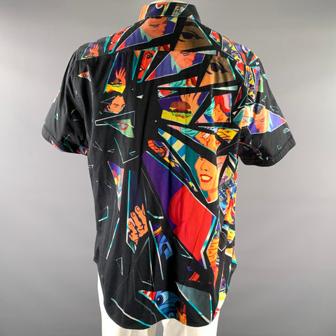 ROBERT GRAHAM Size XXL Black Comic Graphic Cotton Short Sleeve Shirt