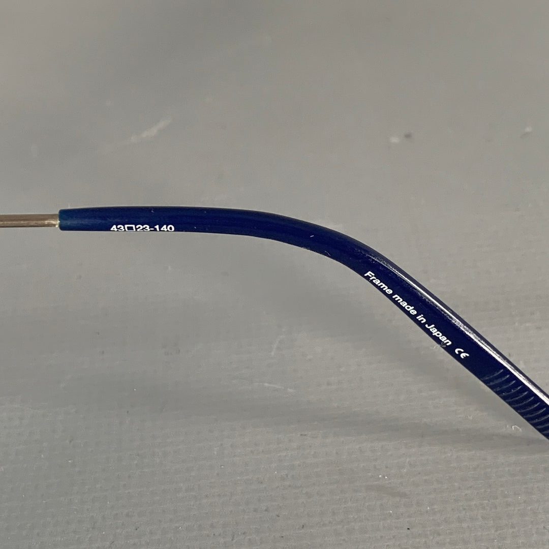 MATSUDA 2903H Silver Navy Titanium Round Sunglasses