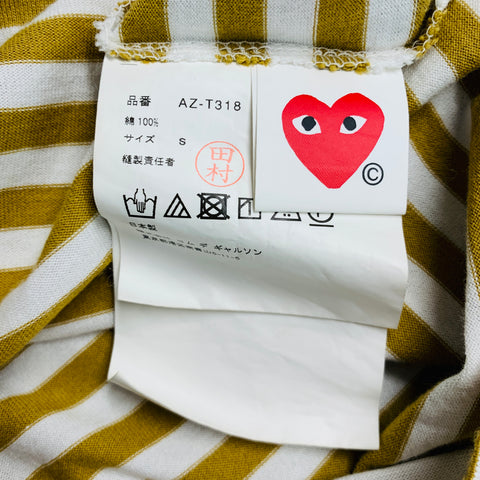 COMME des GARCONS Size S White Blue Tan Stripe Cotton Long Sleeve T-shirt