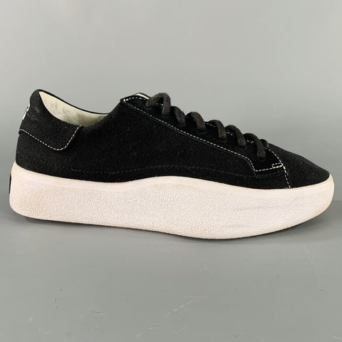 Y-3 Size 6 Black White Cotton Platform Sneakers