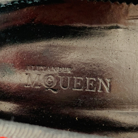 ALEXANDER MCQUEEN Size 12 Red Black Embossed Skull Patent Leather Slip On Loafers