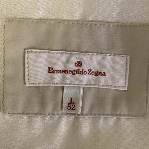 ERMENEGILDO ZEGNA Cream Acetate & Curpo Button Up Jacket