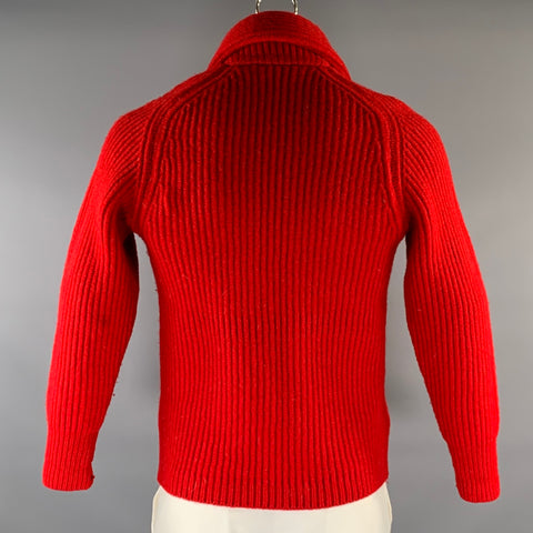 PRINGLE Size L Red Knit Wool Shawl Cardigan