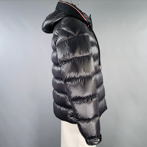 MONCLER Size XL Pavin Black Polyamide Hooded Jacket