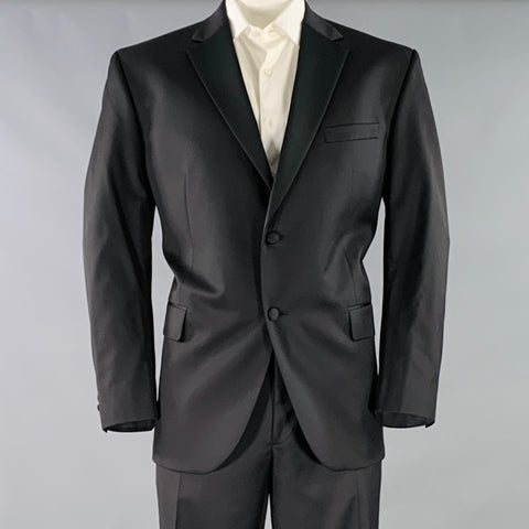DAVID DONAHUE Size 48 Roarke Black Wool Notch Lapel Tuxedo