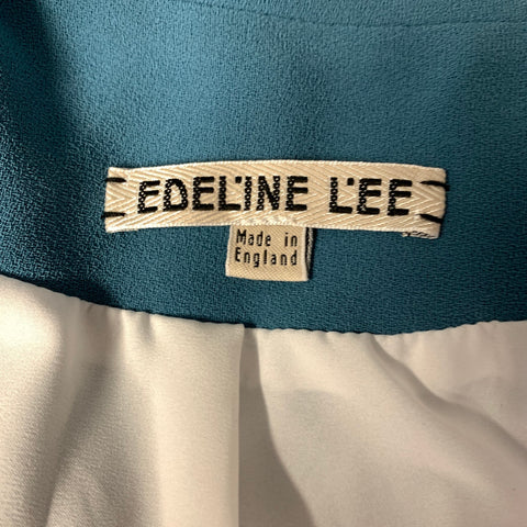 EDELINE LEE Size 8 Blue Polyester Notch Lapel Jacket  Blazer