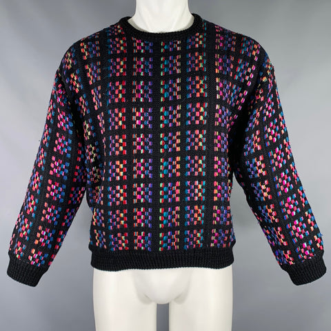 Pull ras du cou BIANCULLI taille S en laine mélangée tissée multicolore noir