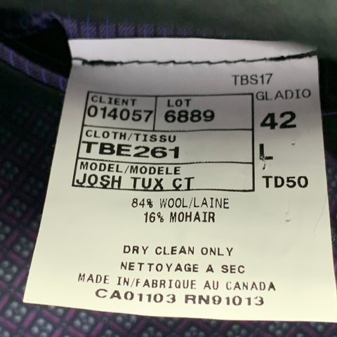 TED BAKER Size 42 Long Grey Black Wool Mohair Shawl Collar Sport Coat