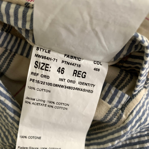 WOOSTER + LARDINI Chest Size 36 Blue White Seersucker Cotton Sport Coat