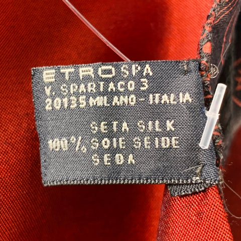 ETRO Black Burgundy Paisley Silk Reversible Scarf
