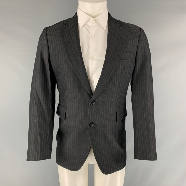 CoSTUME NATIONAL Size 38 Black Stripe Wool Blend Notch Lapel Sport Coat