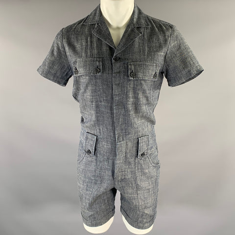 MR TURK Size XS Navy Chambray Lyocel Linen Romper