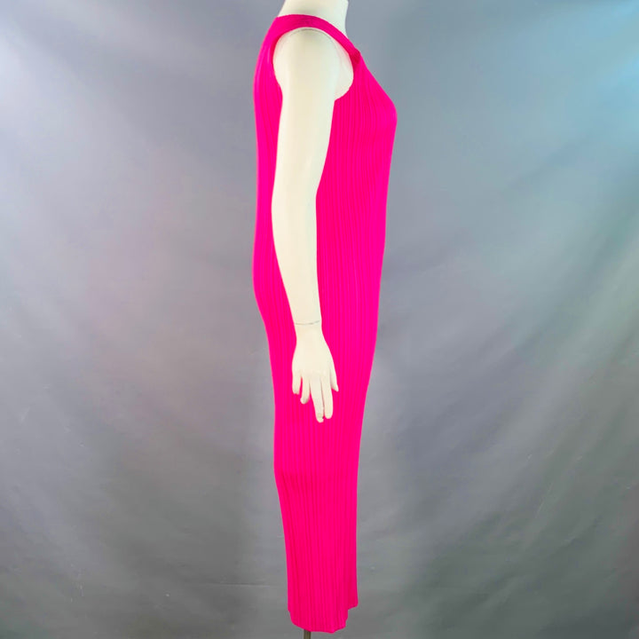 ISSEY MIYAKE PLEATS PLEASE Size L Fuchsia Pink Polyester Pleated Shift Dress