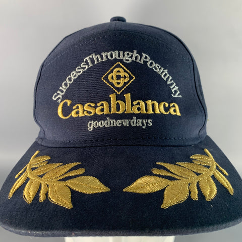 Casquette de baseball CASABLANCA en coton brodé marine, or et argent, taille S