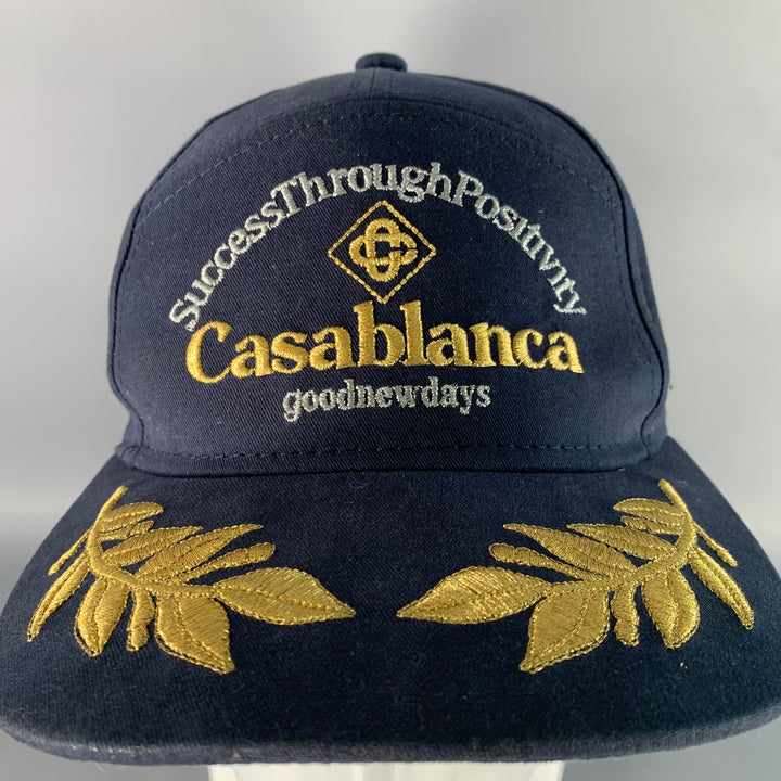 CASABLANCA Size S Navy Gold Silver Embroidered Cotton Baseball Cap Hat