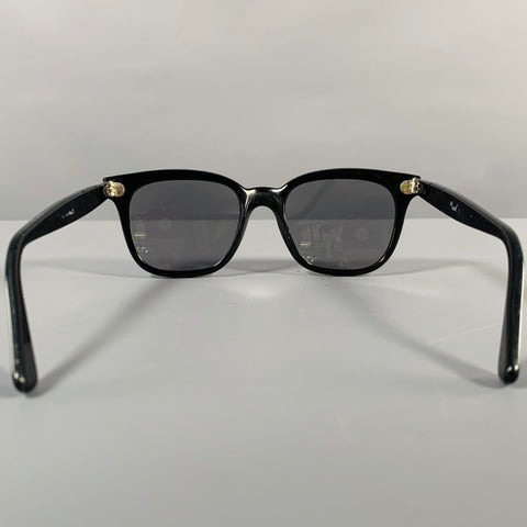 PERSOL Black Silver Acetate Square Sunglasses