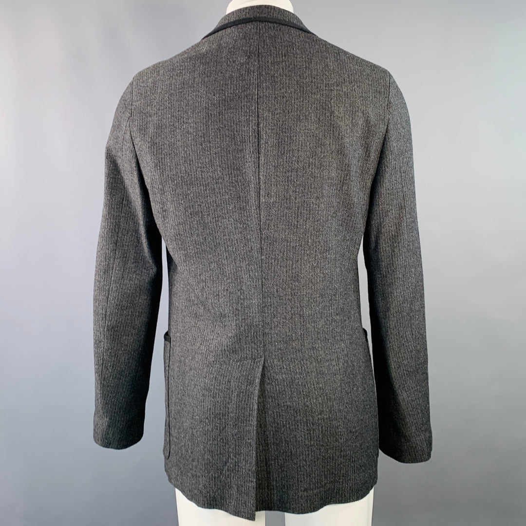 JOHN VARVATOS Size 40 Grey Black Herringbone Wool Blend Sport Coat