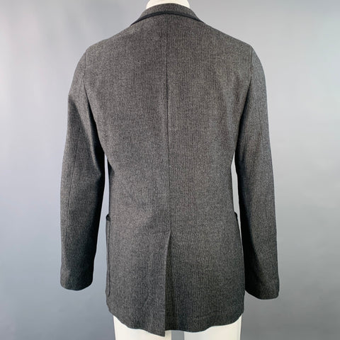 JOHN VARVATOS Size 40 Grey Black Herringbone Wool Blend Sport Coat