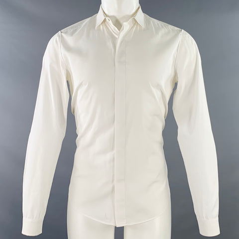 VALENTINO Size M White Cotton Hidden Buttons Long Sleeve Shirt